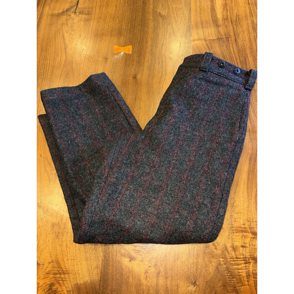 Vintage Mens Woolrich Blackish Grey w/ Red Squares Pants Size 36 READ